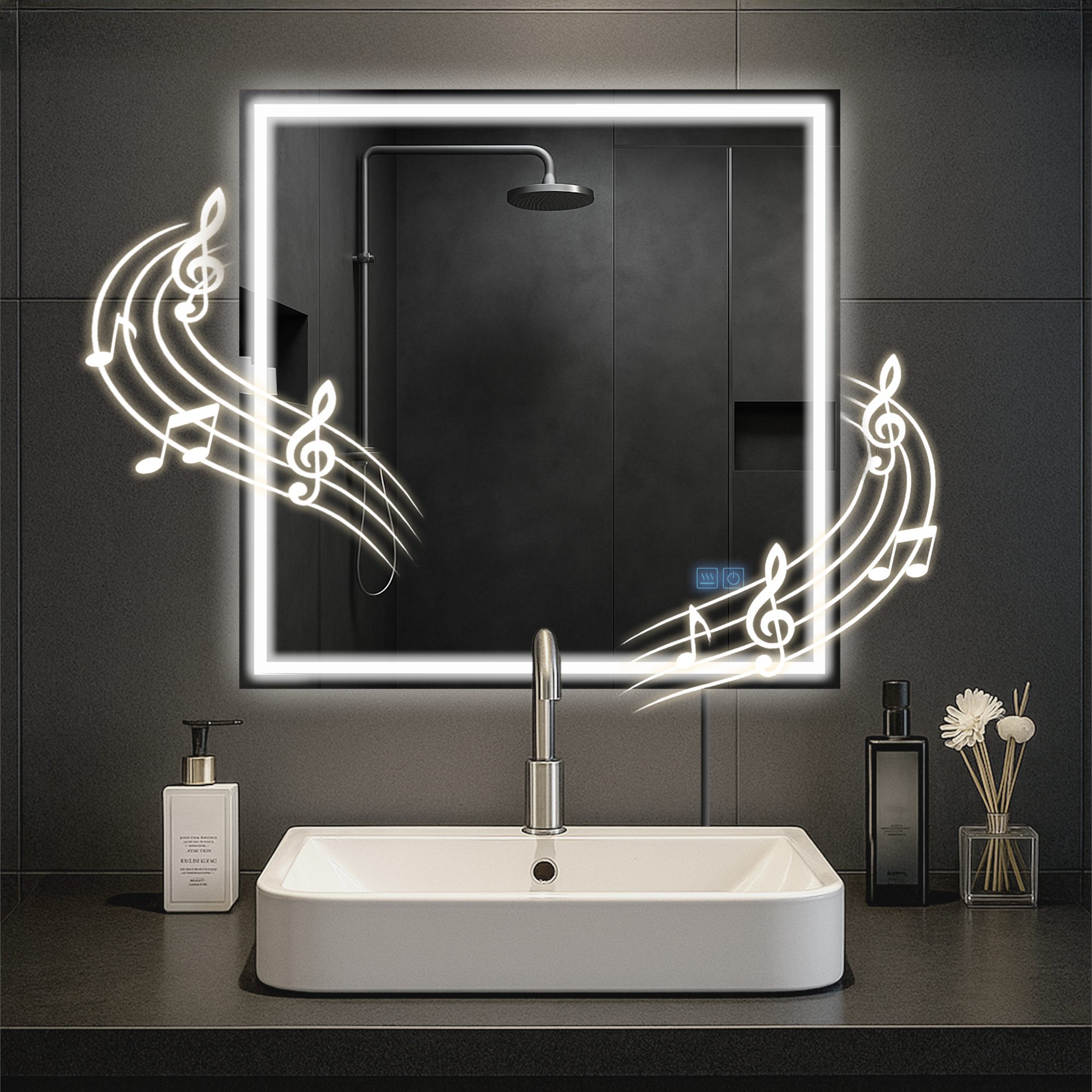 Badspiegel Jaffrey 80x80 mit Bluetooth