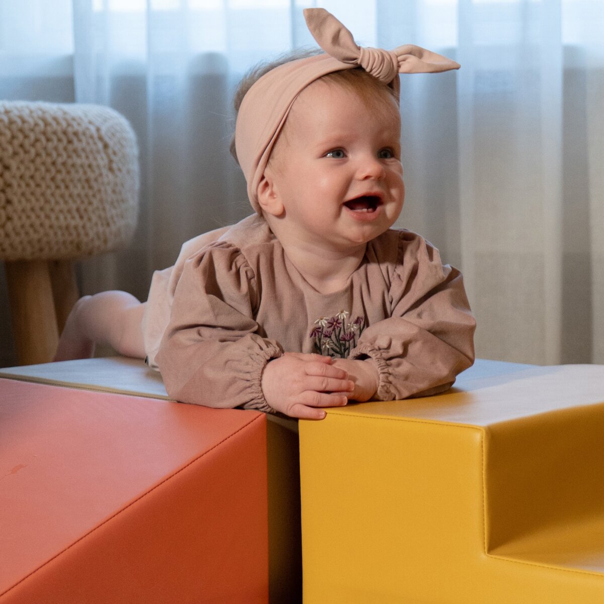 IGLU SET 27 Mini Corner Climber - Grau-Beige/Pastell-Pink/Honigfarben - Schaumstoffbaustein SET für Kinder