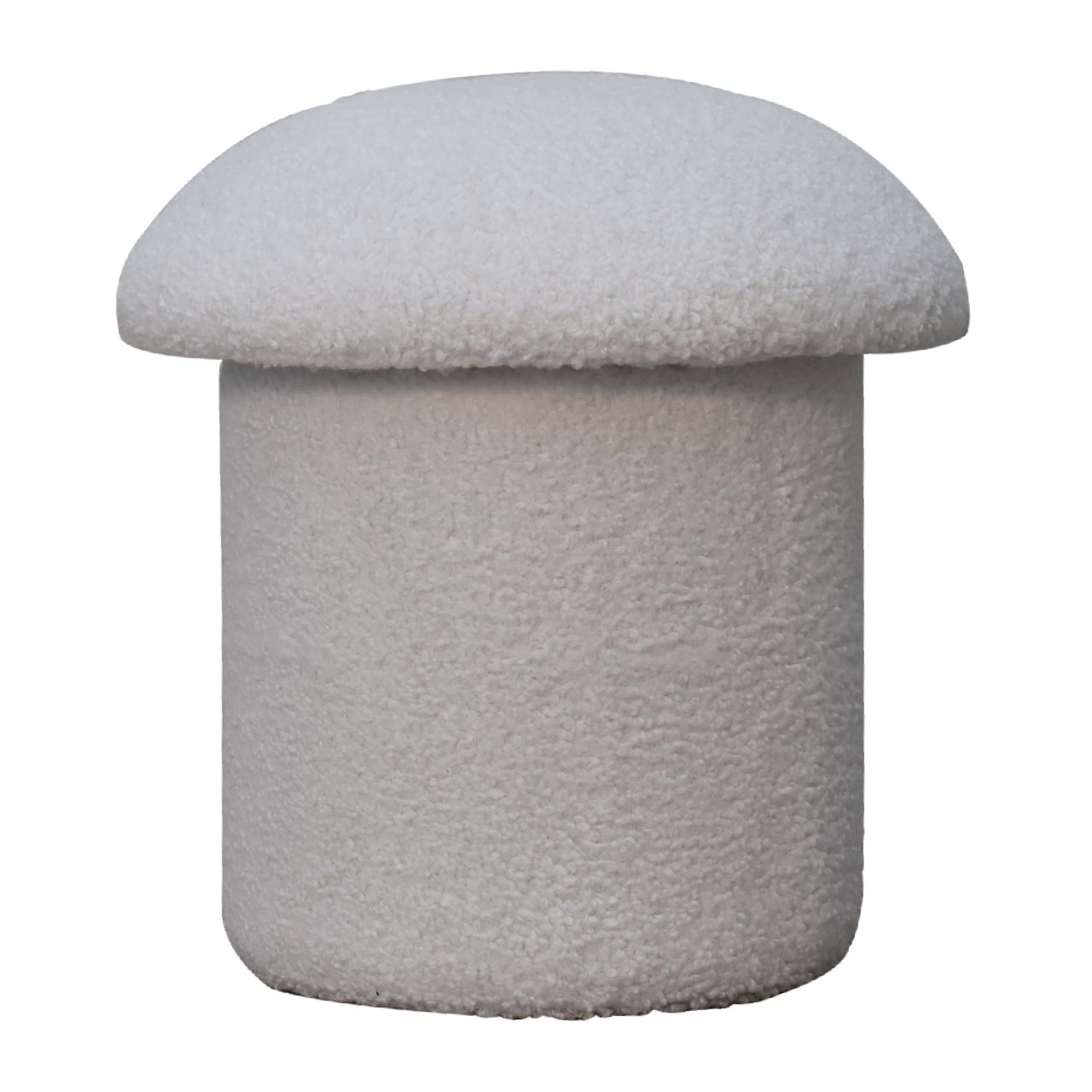 Weißer Bouclé-Fußhocker in Pilzform