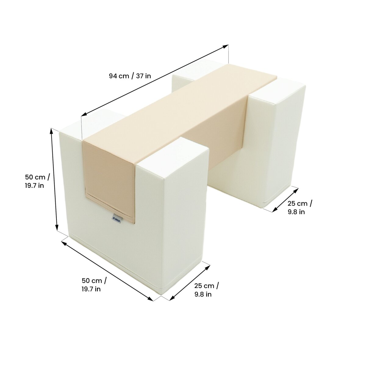 IGLU SET Balance Bridge 3 - Weiß/Beige - Bunte Balance-Brücke aus Schaumstoffbausteinen für Kinder