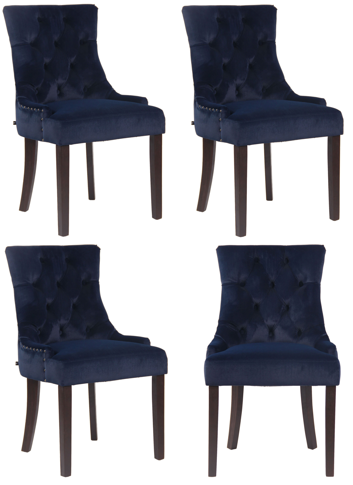 4er Set Esszimmerstühle Aberdeen Samt antik