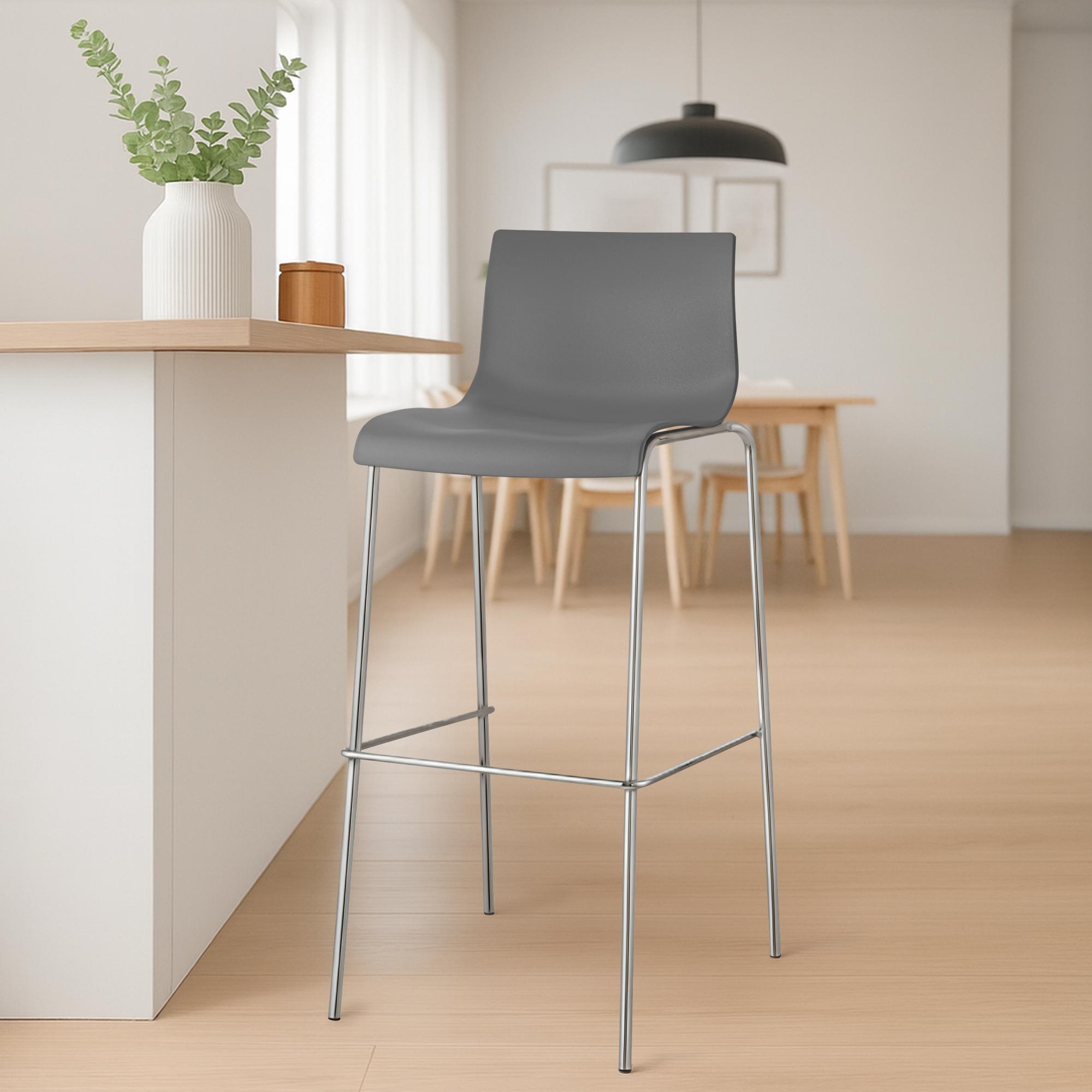 2er Set Barhocker Hoover Kunststoff 4-Fuß Gestell chrom
