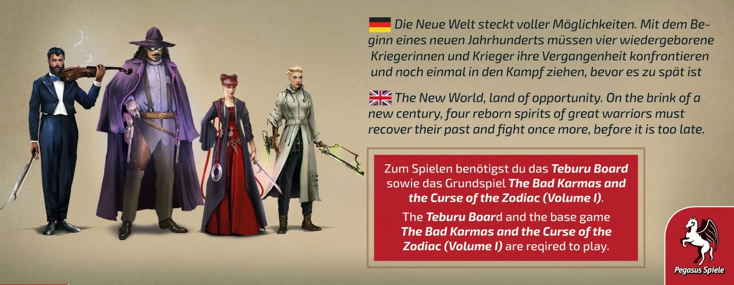 Pegasus Brettspiele & Gesellschaftsspiele Teburu: The Bad Karmas and the Curse of the Zodiac: The New World Heroes [Erweiterung] – Expertenspiel