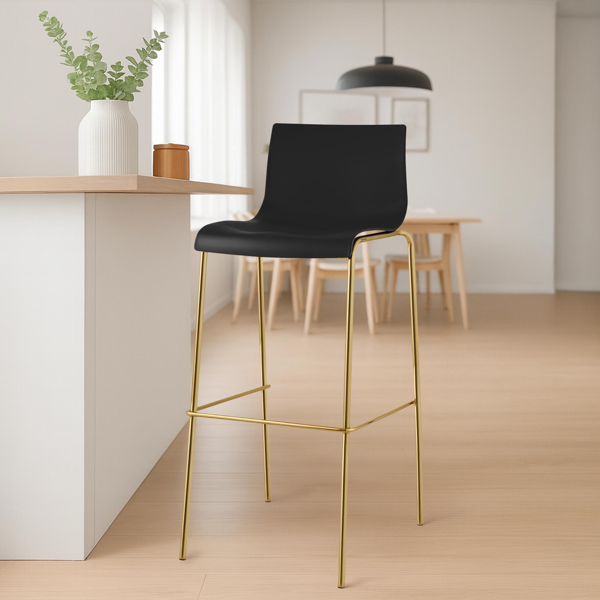 2er Set Barhocker Hoover Kunststoff 4-Fuß Gold