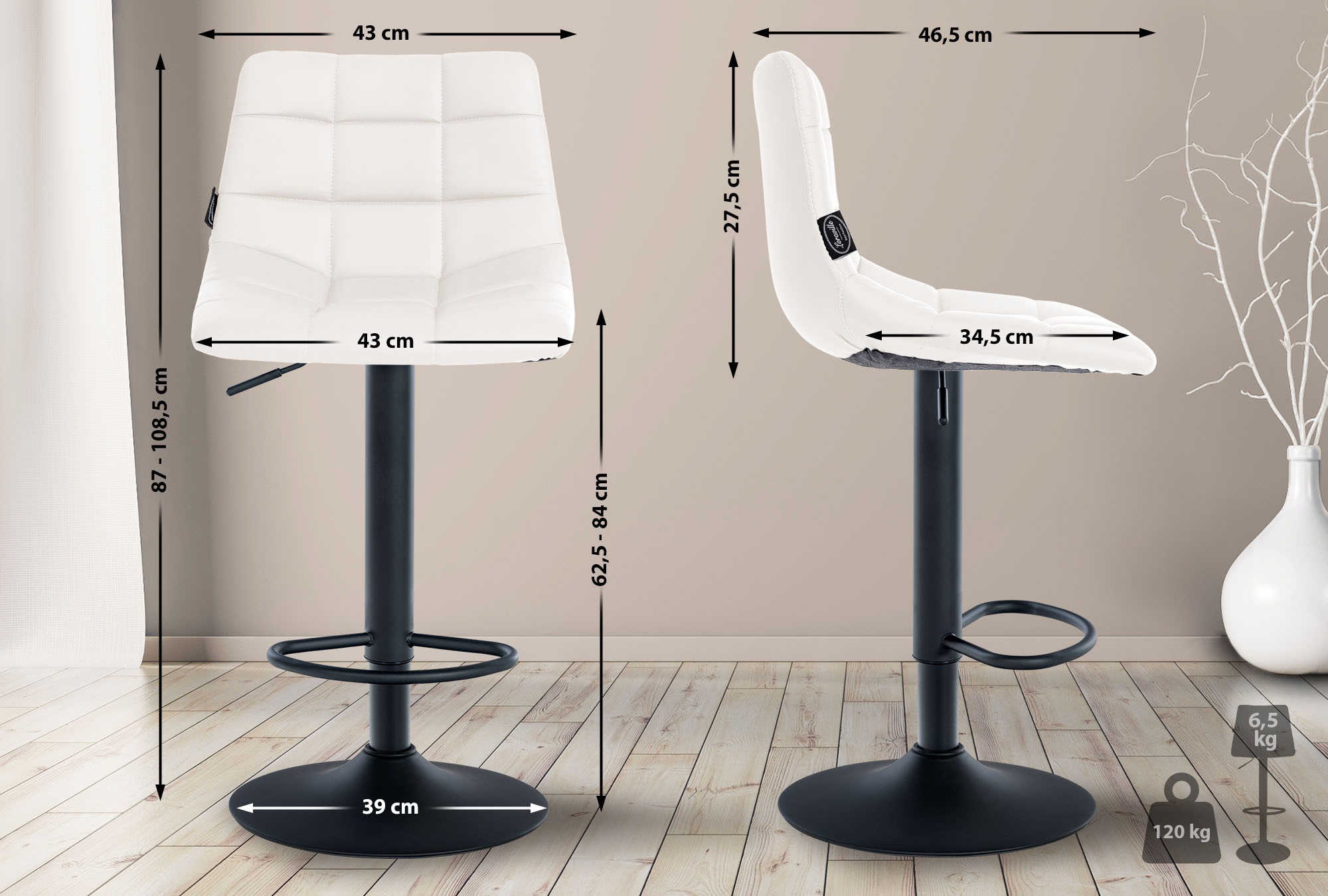 2er Set Barhocker Jerry Kunstleder schwarz