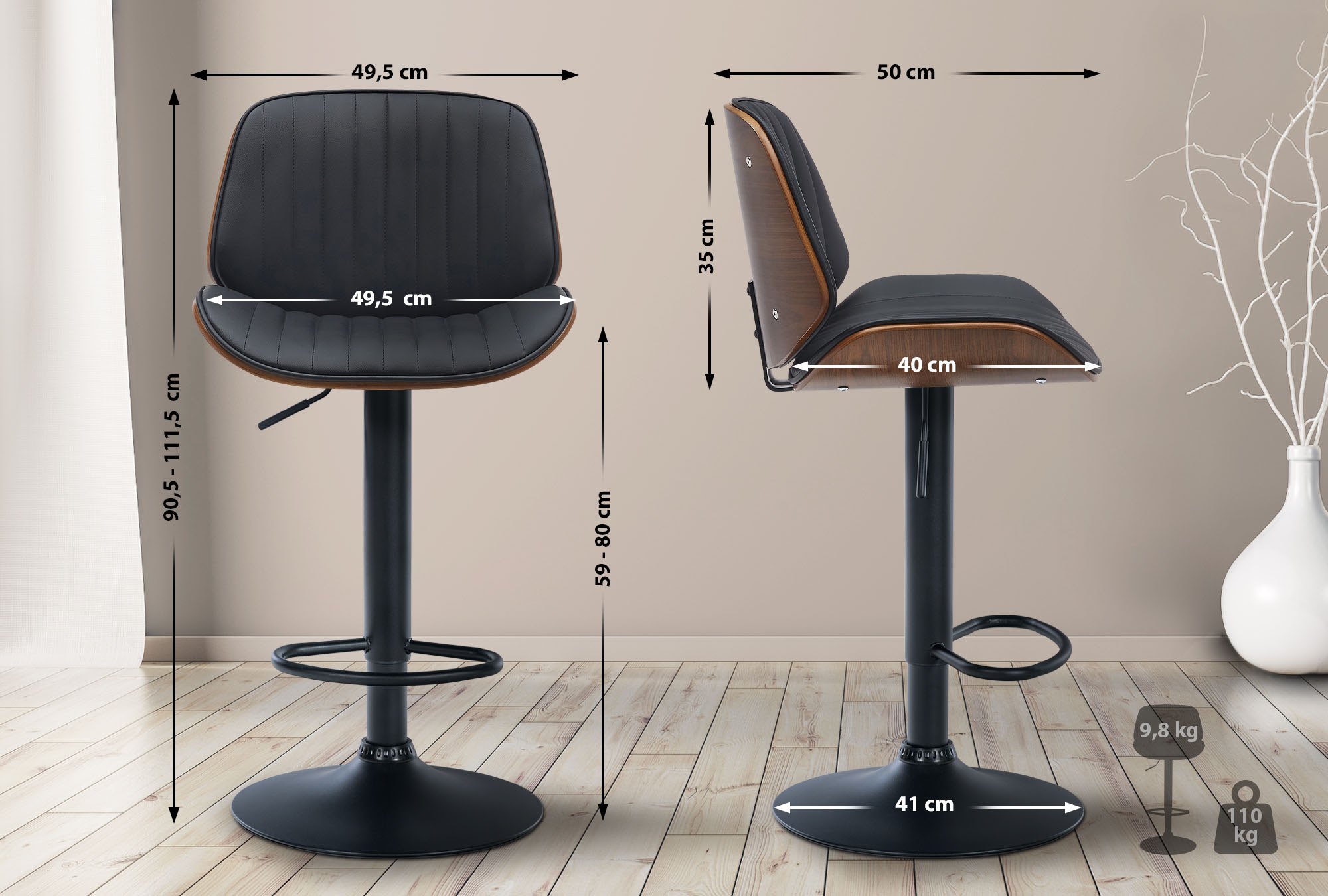 Barhocker Nova Kunstleder schwarz