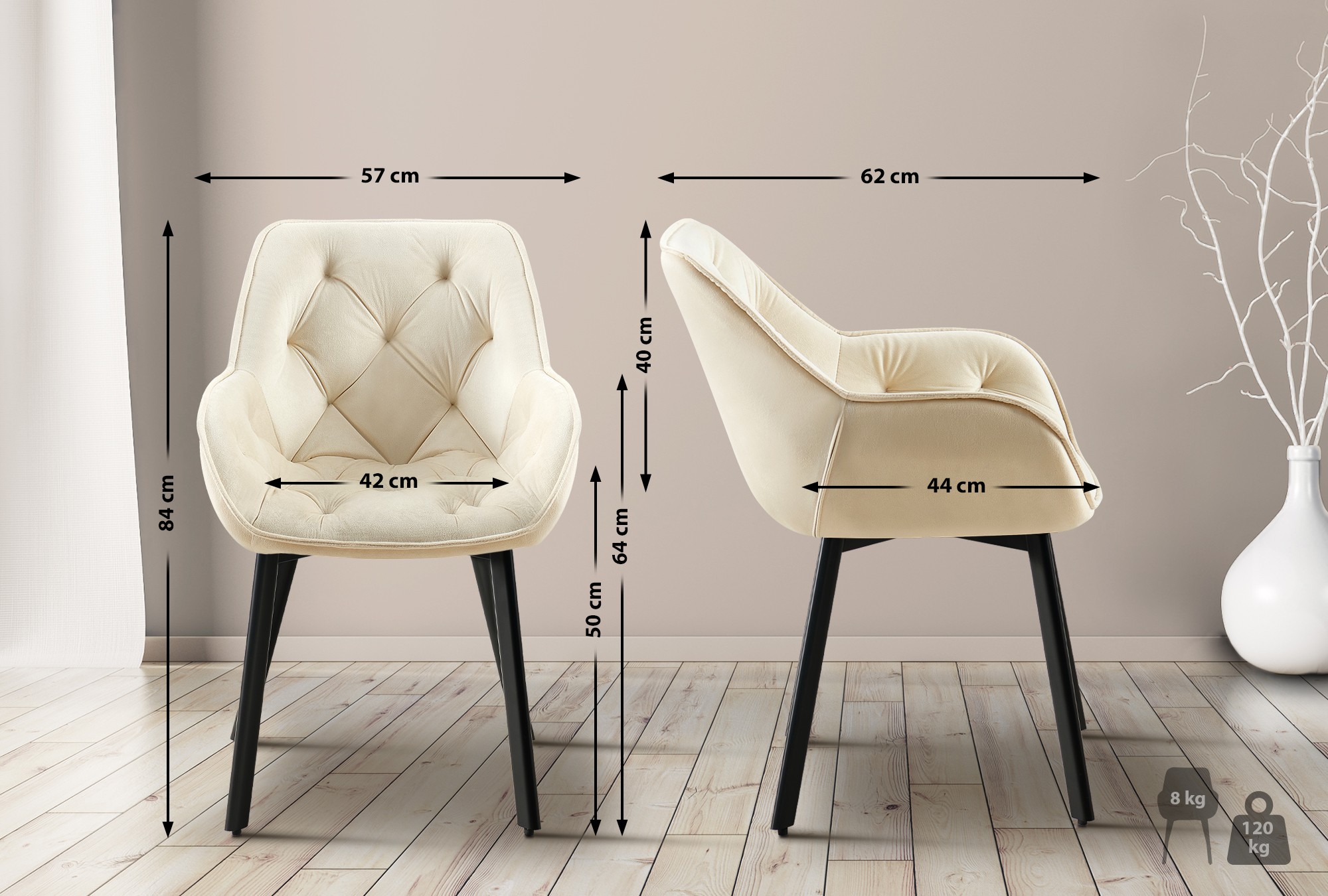 2er Set Esszimmerstuhl Antigo Samt