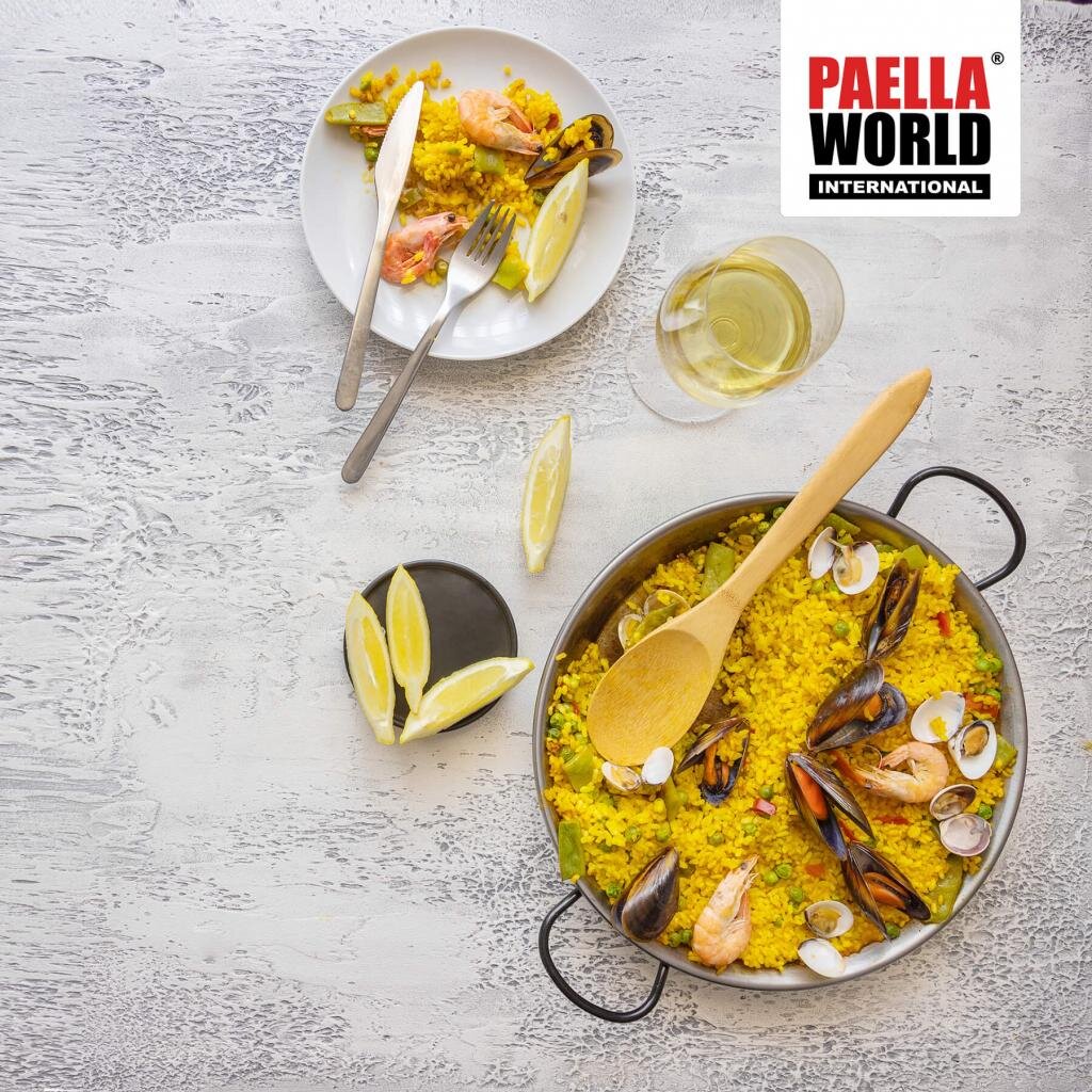 Original spanische Paelle Pfanne Typ 'Valencia' - leicht, Ø 65 cm, polierter Stahl, robust und preiswert: Ideal für Paella, Pfannen-/Reisgerichte