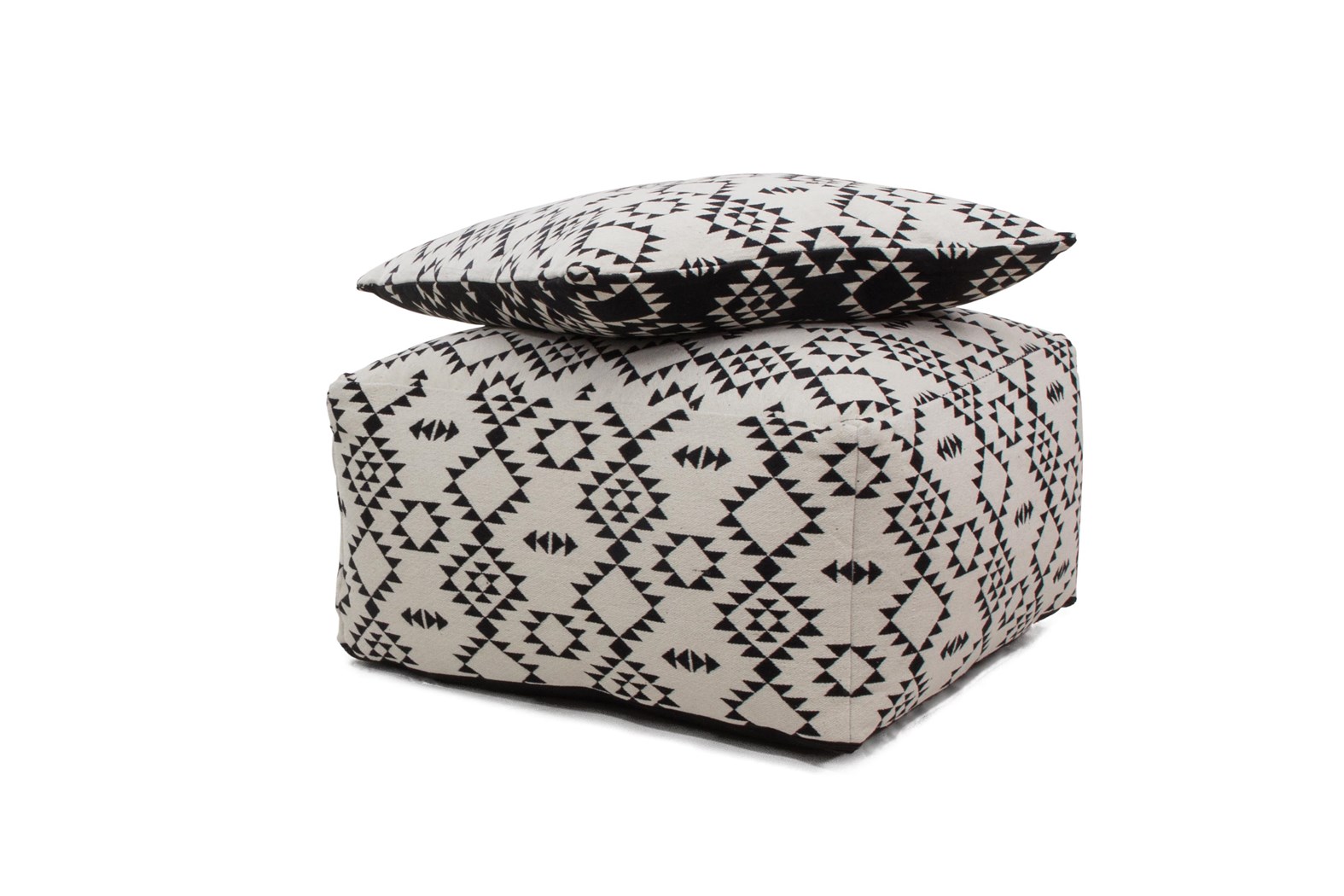 Pouf Unwind Pouf & Cushion Set 160 Weiß / Schwarz 80cm x 80cm