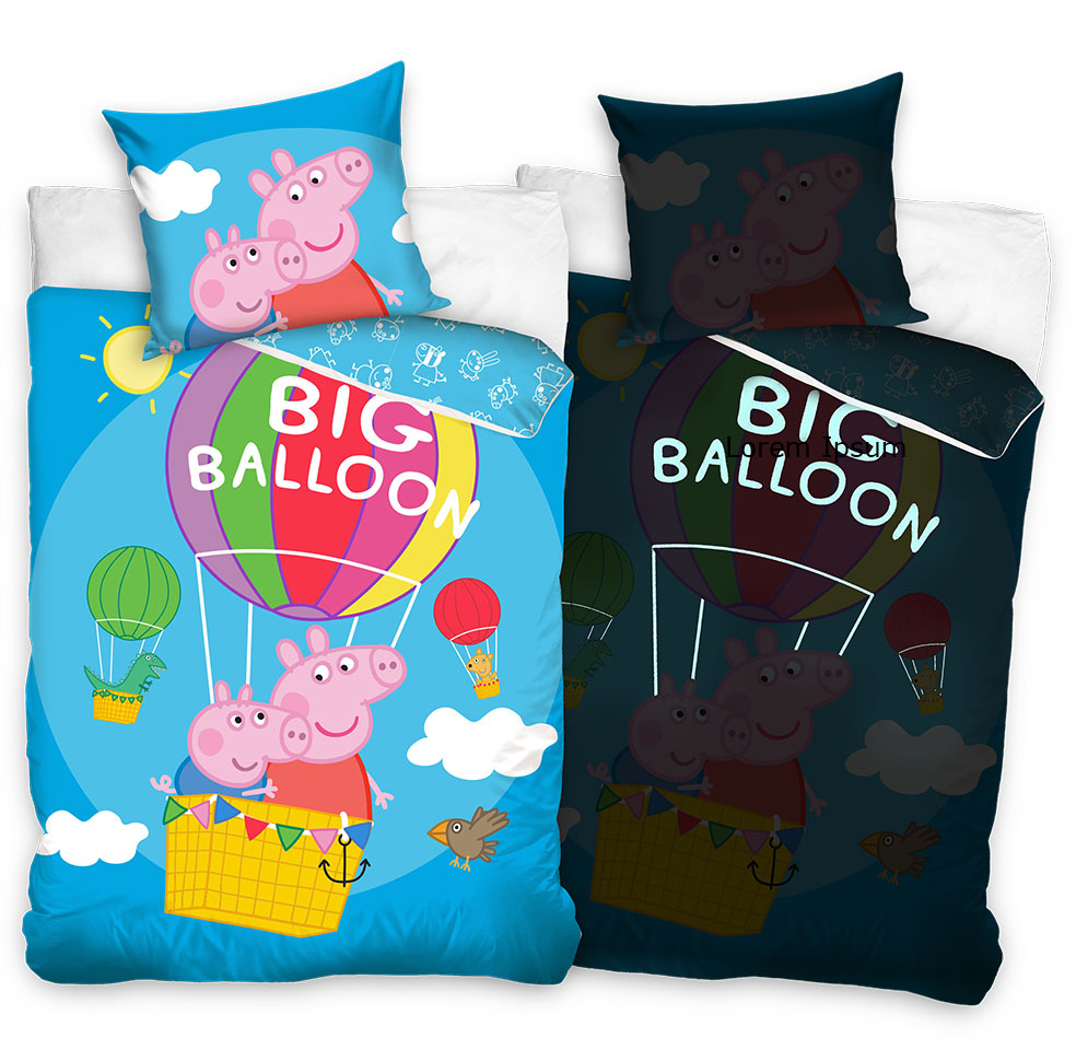 Carbotex Textilien Peppa Pig - Bettwäsche 135x200 + 80x80 cm - Glow in the Dark
