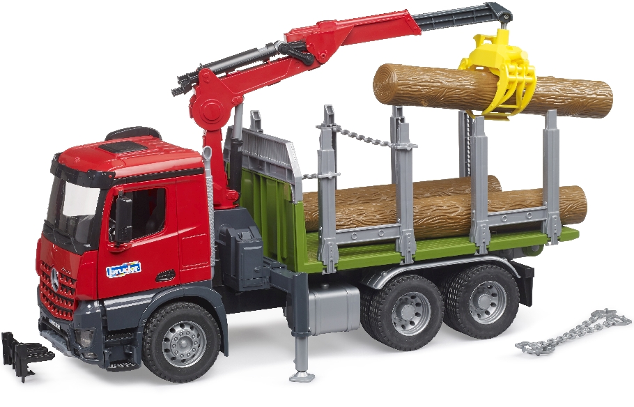 BRUDER Modelle & Fahrzeuge Bruder 03669 - MB Arocs Holztransport-LKW mit Ladekran, Greifer + Baumstämme