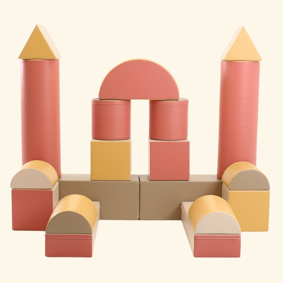 IGLU Softplay PEPI RER SIA IGLU SET 19X Fortress - Beige/Pastell-Pink/Grau/Honigfarben - Schaumstoffbaustein-Set Festung/Burg für Kinder – Ansicht 3