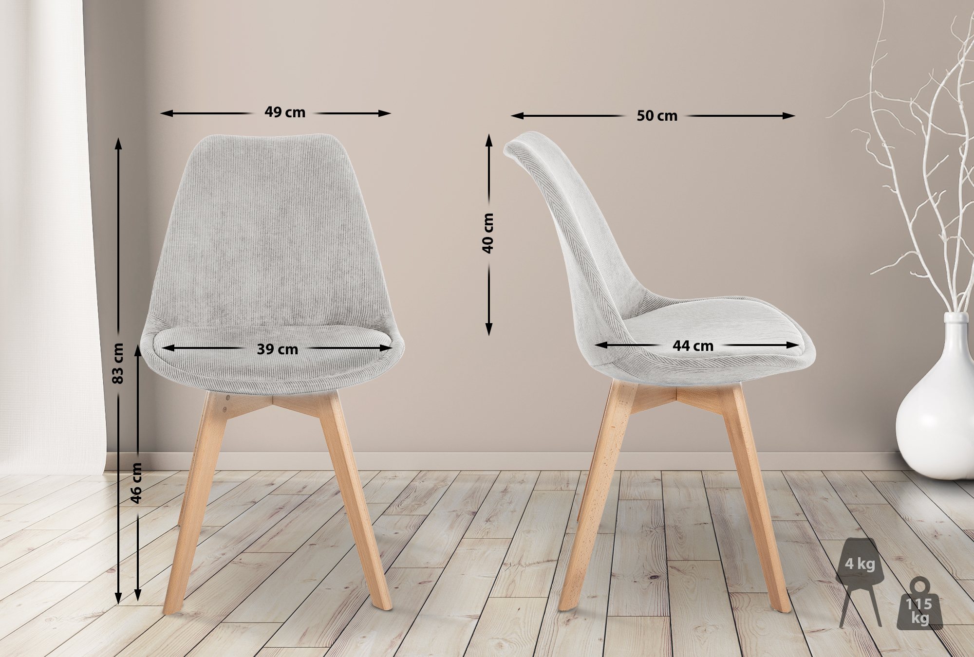 4er Set Stuhl Linares Cord
