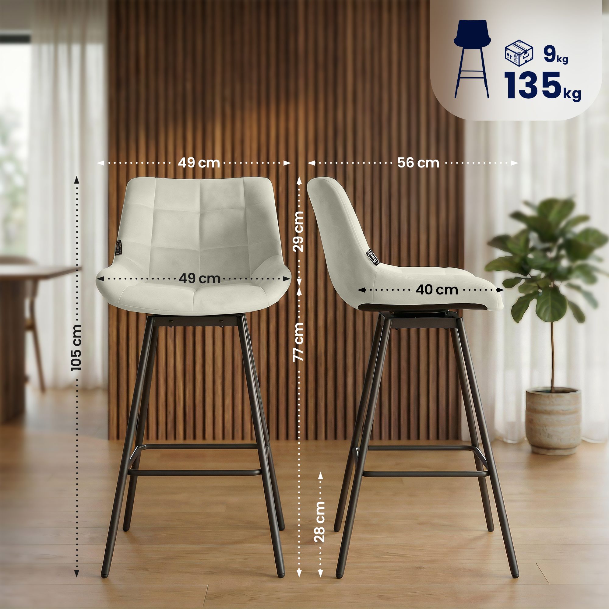 Barhocker Weston Schwenkbar Samt