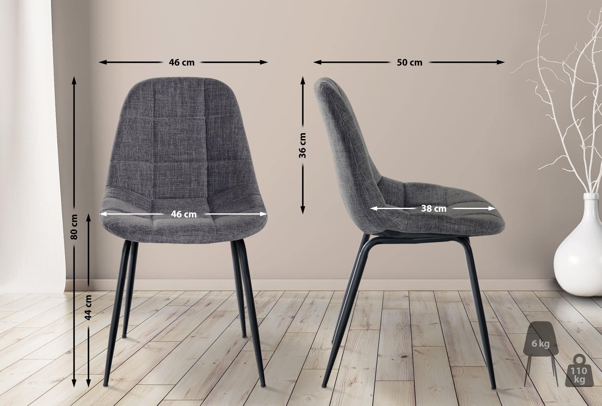 2er Set Stuhl Tom Stoff