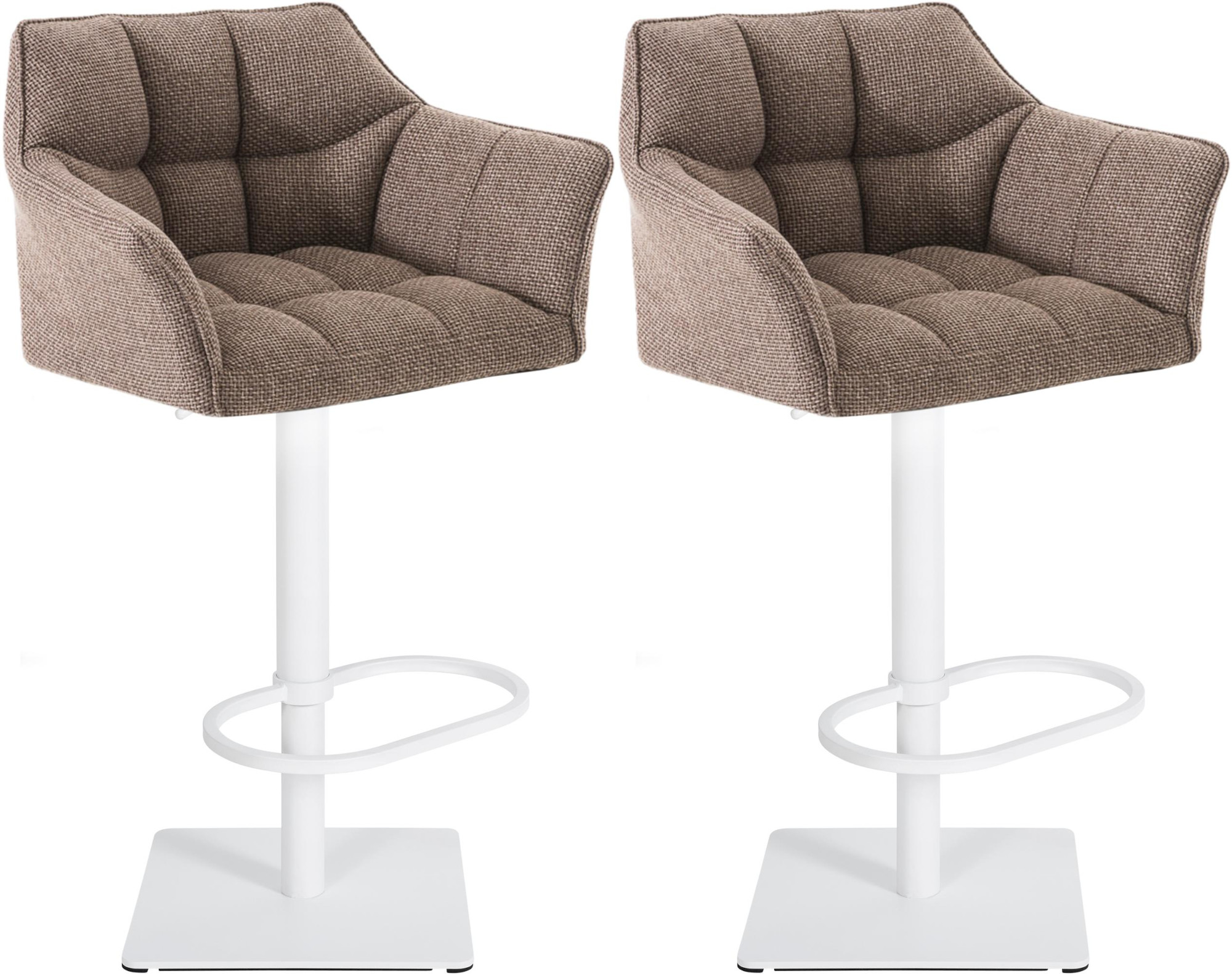 2er Set Barhocker Damaso Stoff weiß