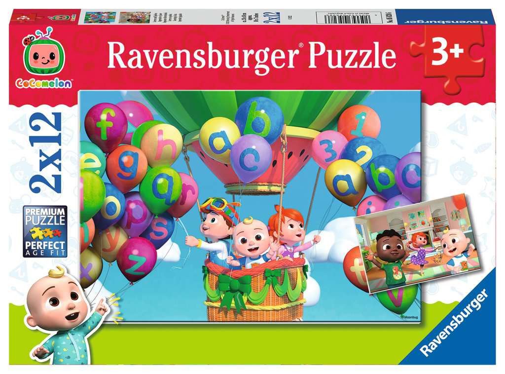Ravensburger Puzzles Cocomelon - Lernen und Spielen - Puzzle 2 x 12 Teile
