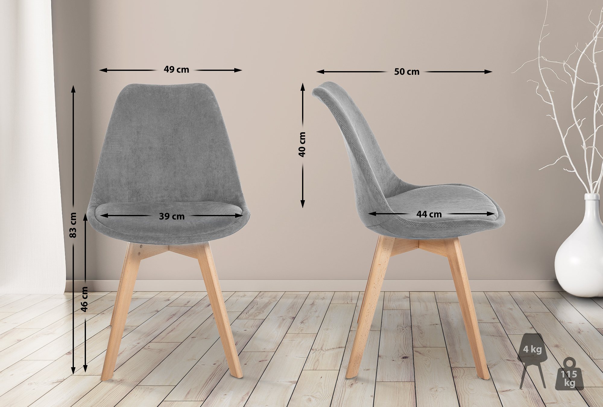 4er Set Stuhl Linares Cord