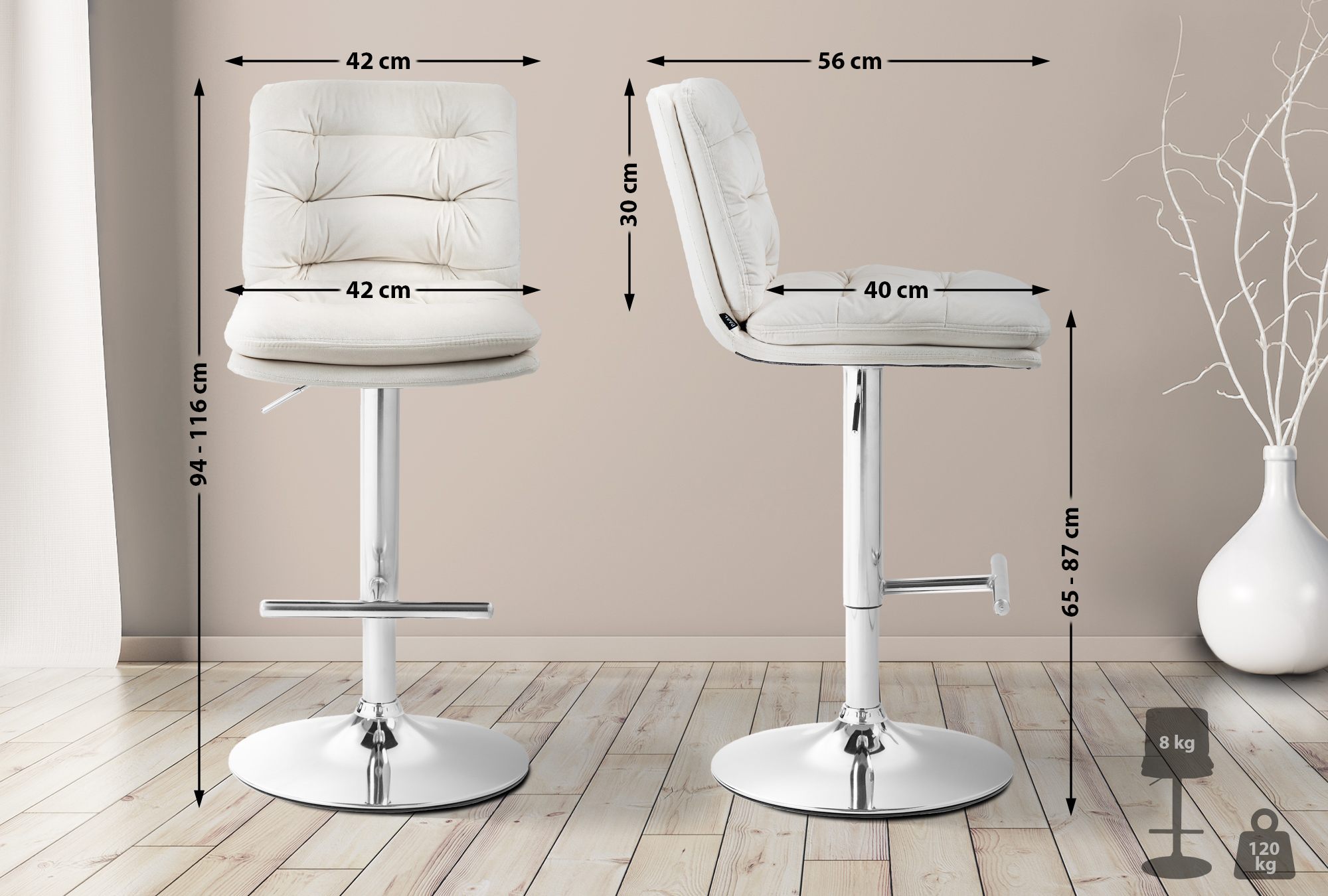 Barhocker Damar Samt chrom