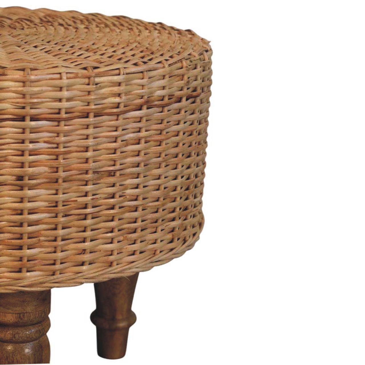 Runder, geflochtener Hocker im Regency-Stil