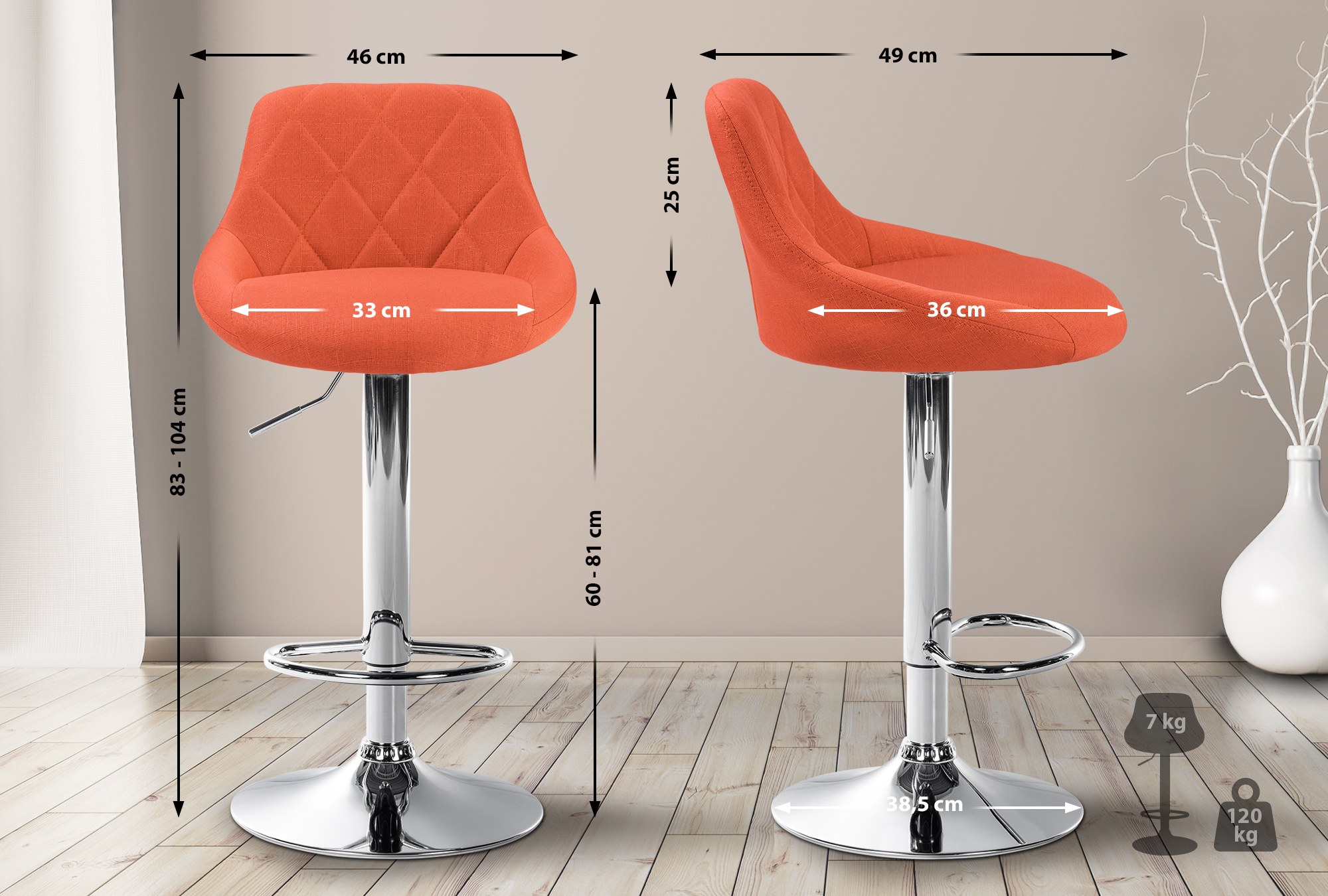 Barhocker Lazio Stoff chrom