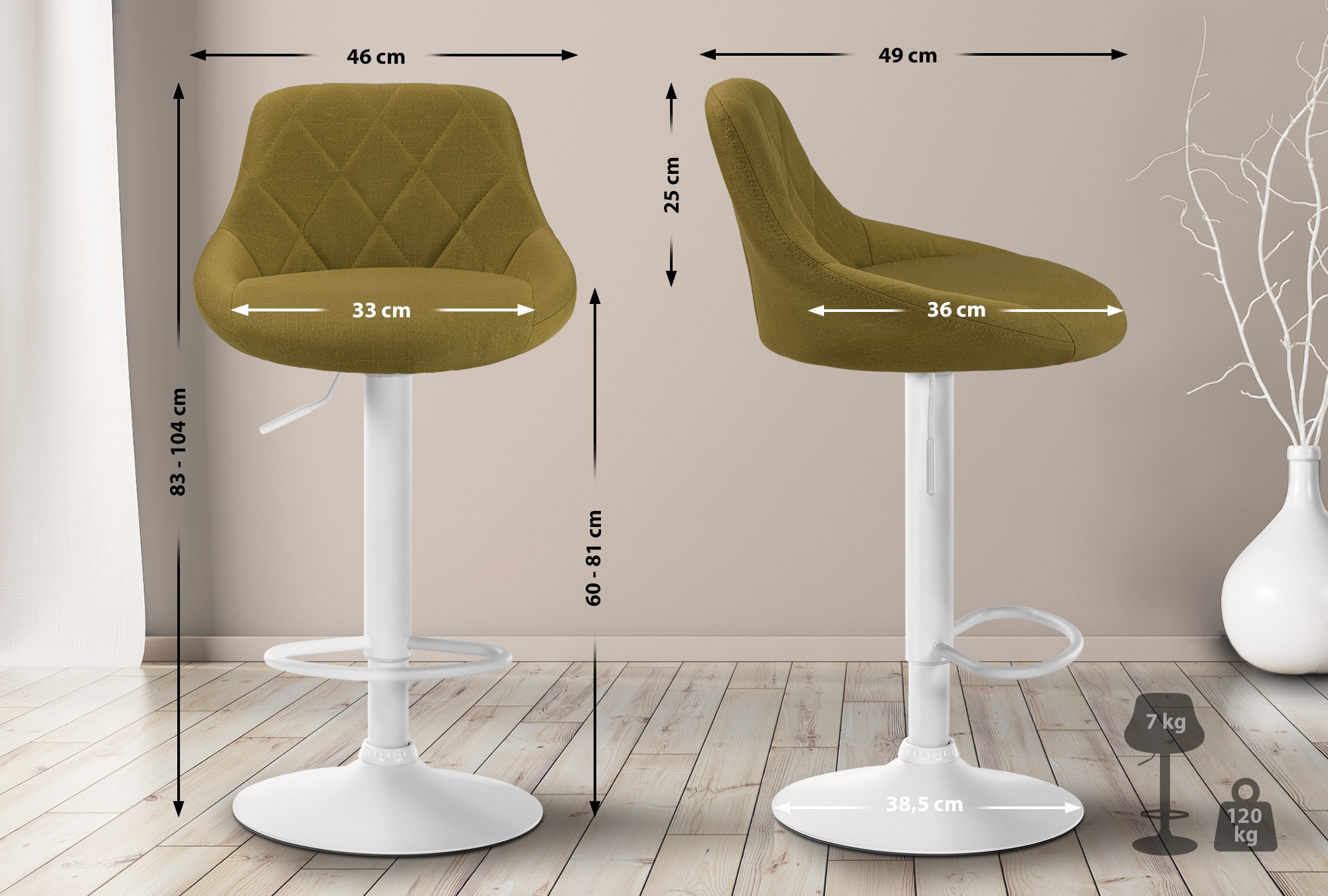 Barhocker Lazio Stoff weiß