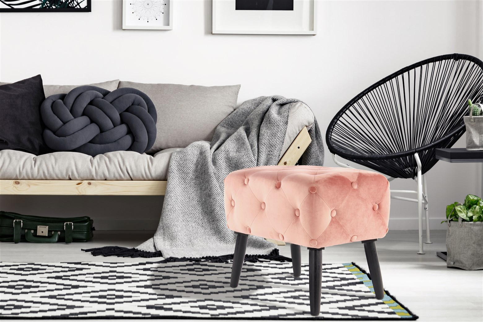 Elegante Sitzbank Rosa / Schwarz