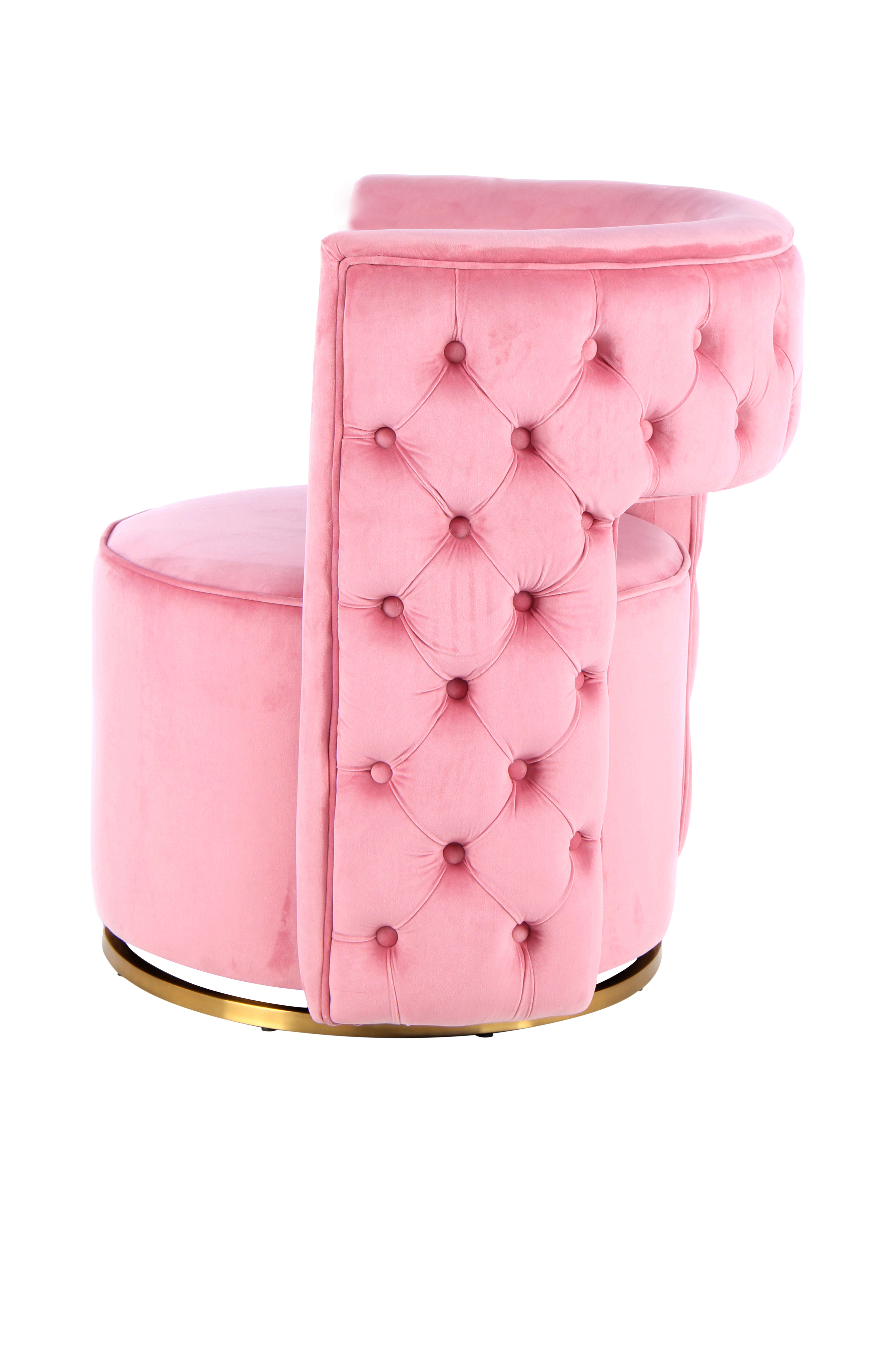 Drehsessel mit Glamourdesign Rosa / Gold