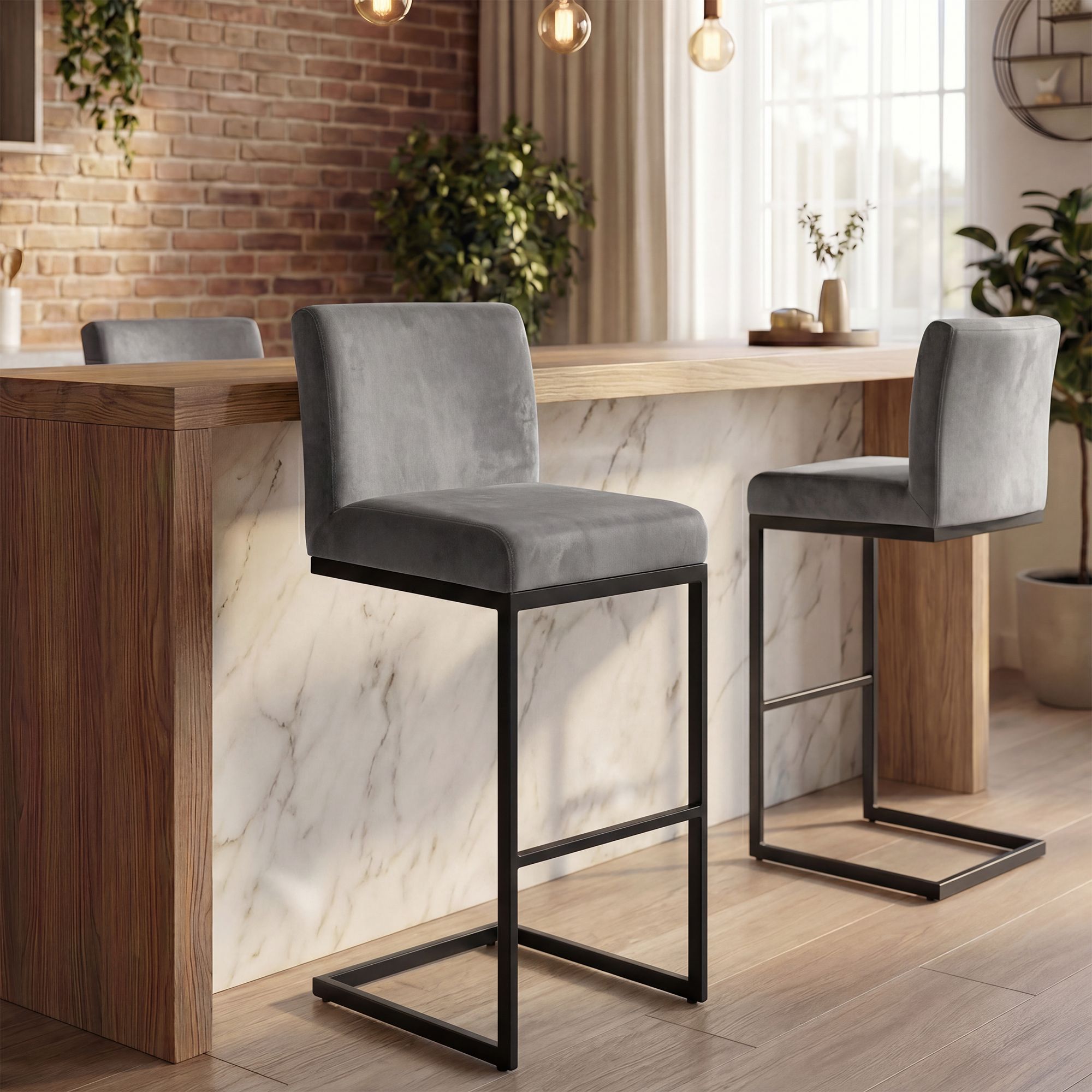 2er Set Barhocker Hopewell Samt B