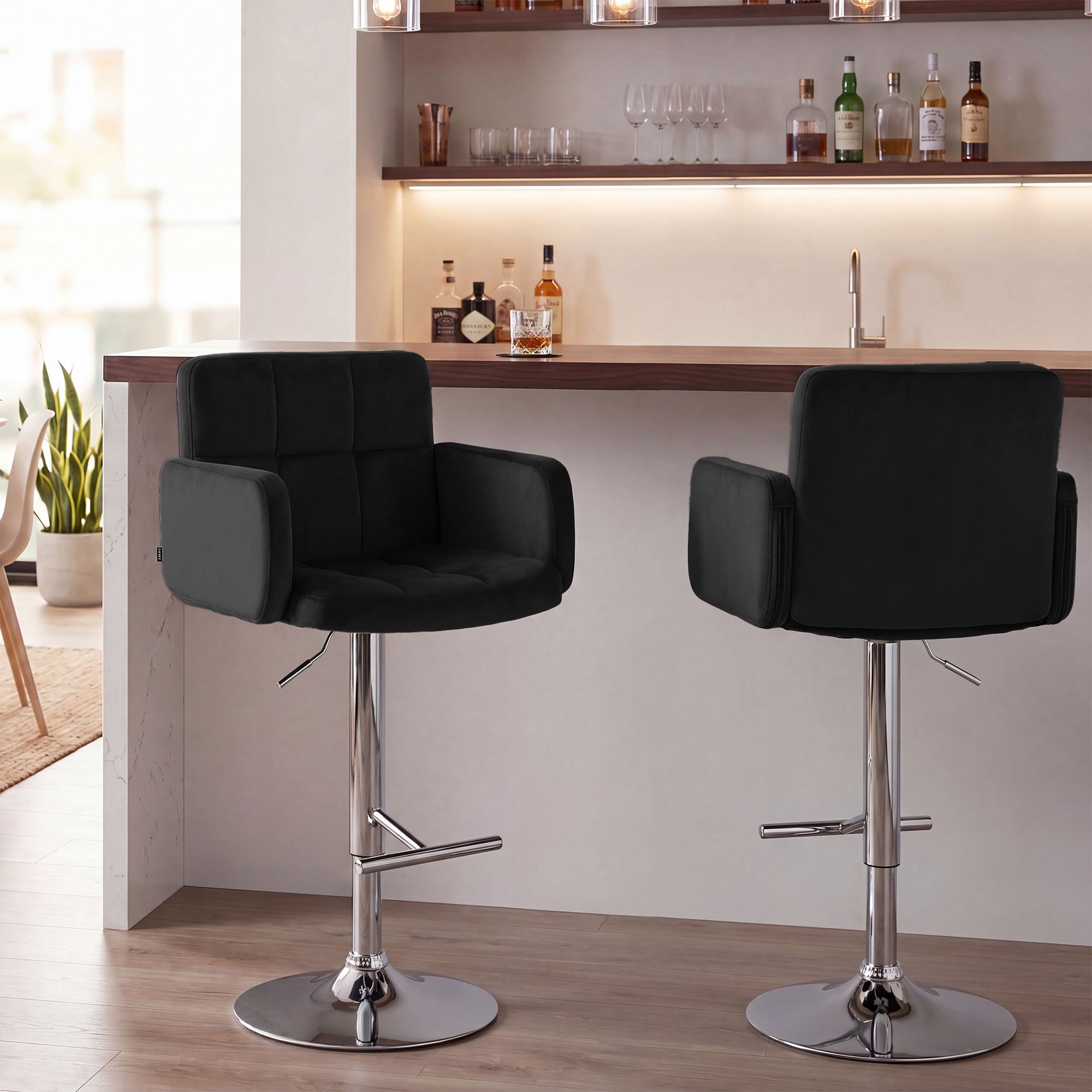 Barhocker Los Angeles Samt chrom