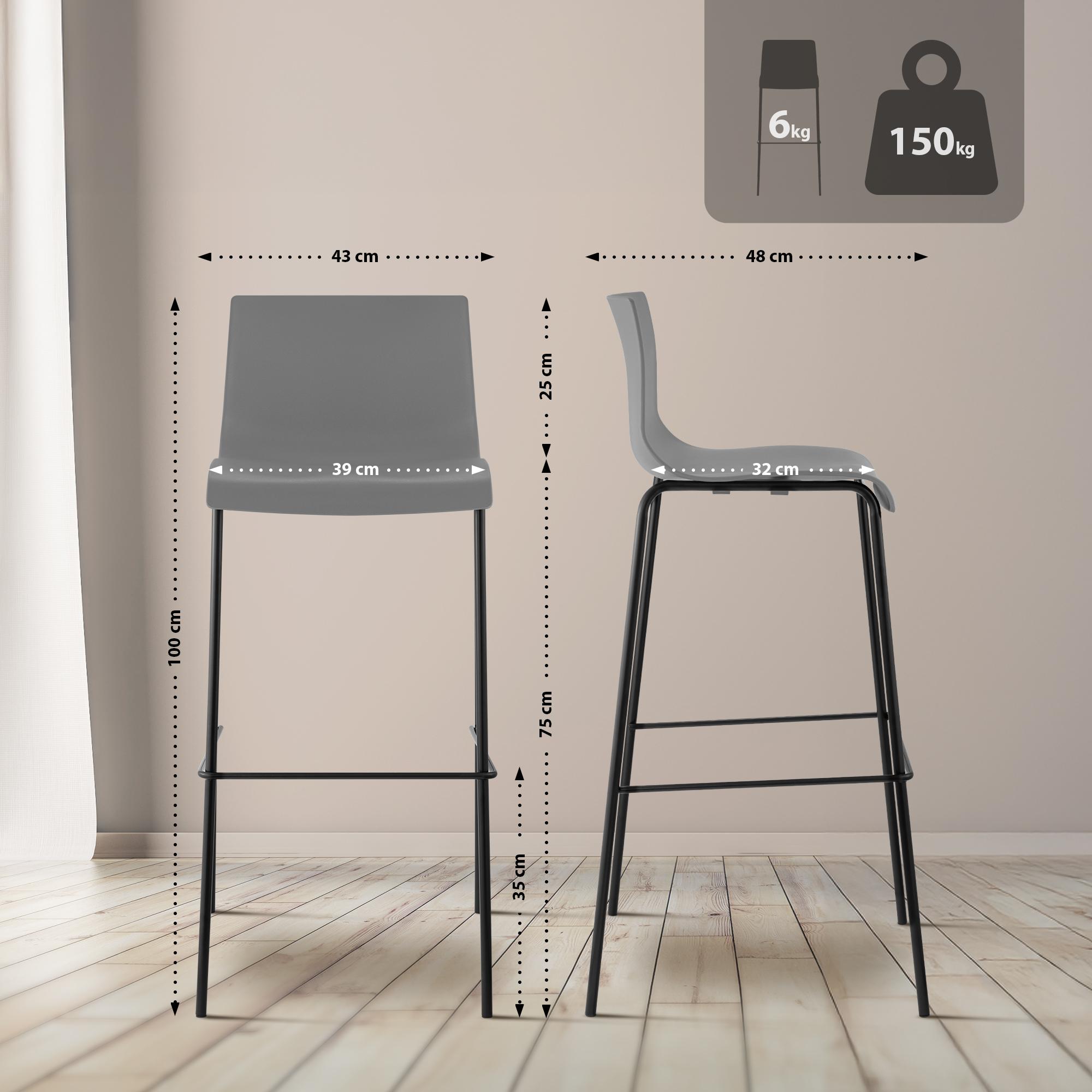 Barhocker Hoover 4-Fuß Gestell schwarz