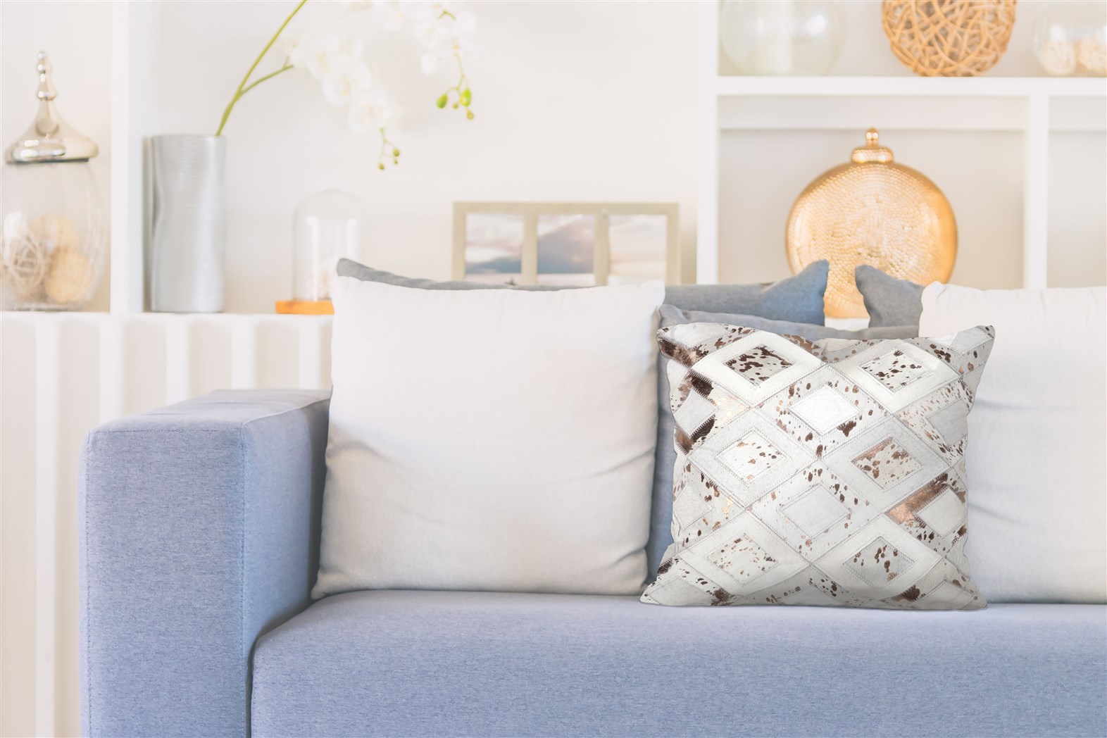 Deko-Kissen Spark Pillow 110 Elfenbein / Chrom 45cm x 45cm