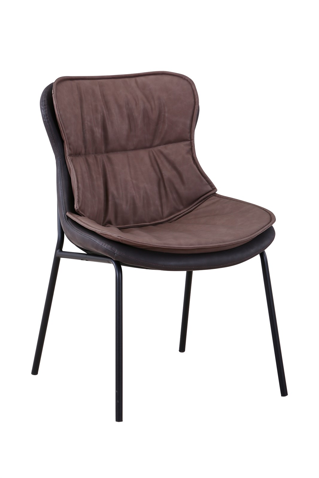 Designstuhl in Lederoptik Hellbraun / Dunkelbraun
