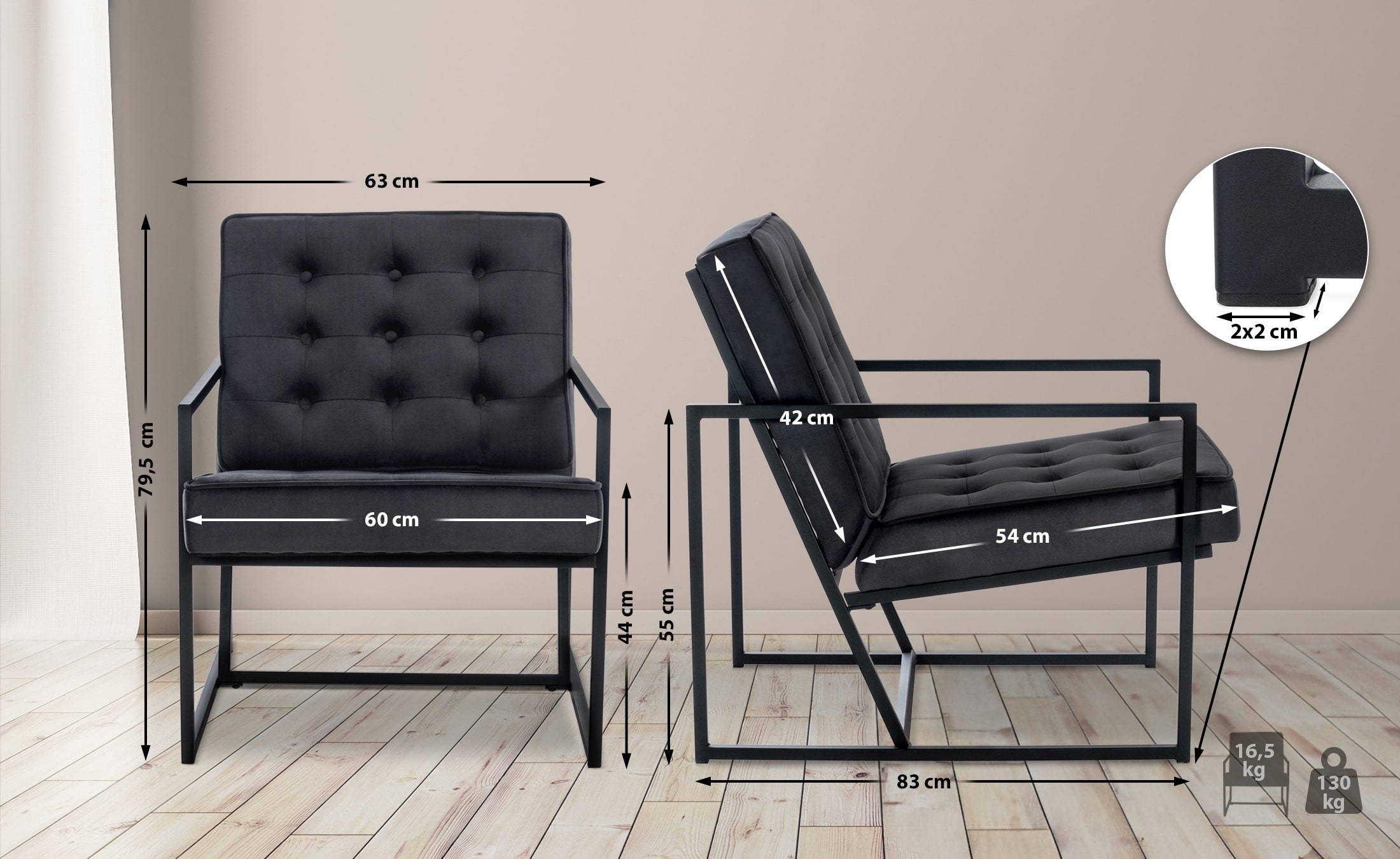 CLP Trading GmbH Lounger Avon Samt – Ansicht 2