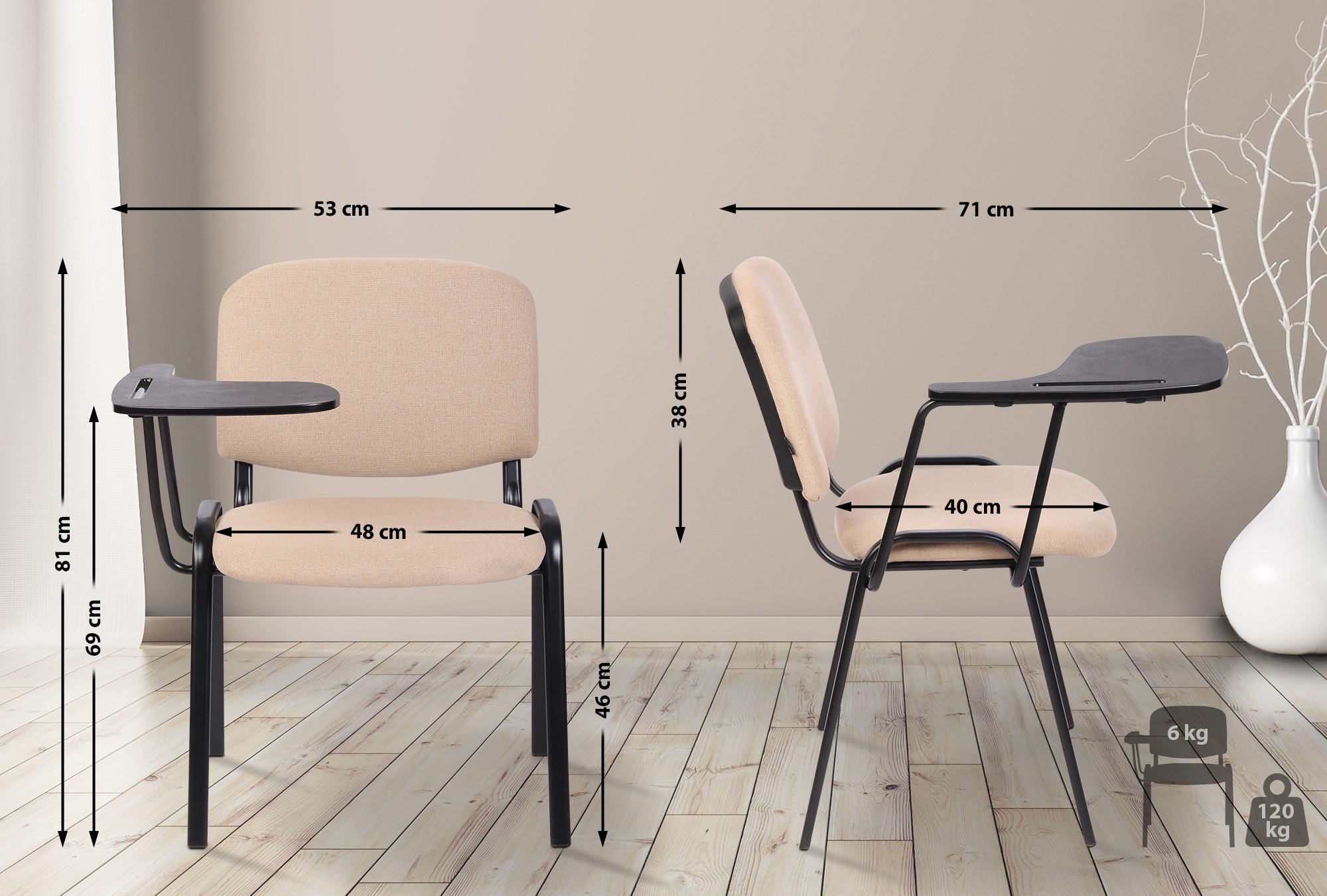 4er Set Stühle Ken mit Klapptisch Stoff