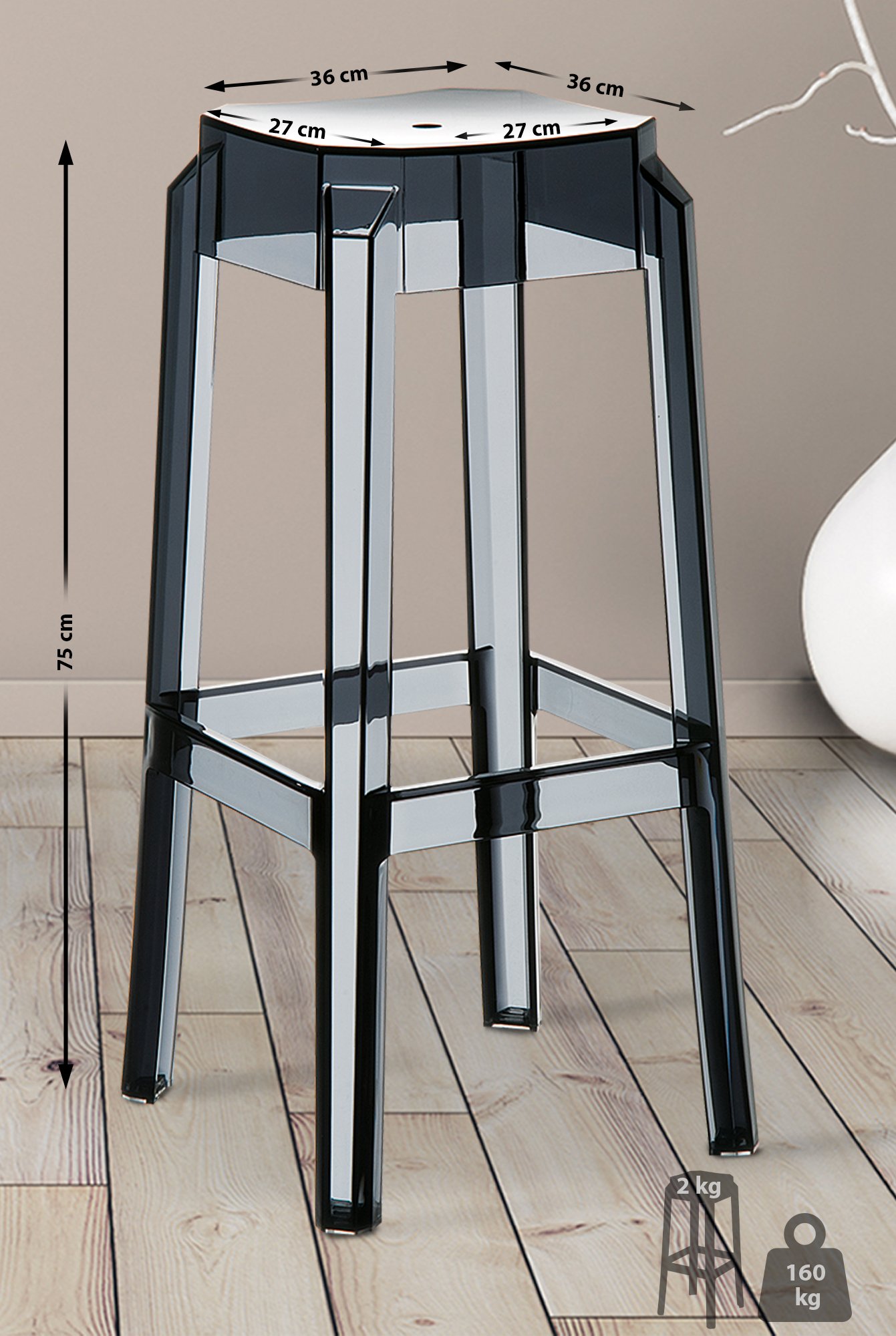 2er Set Barhocker Fox, transparent
