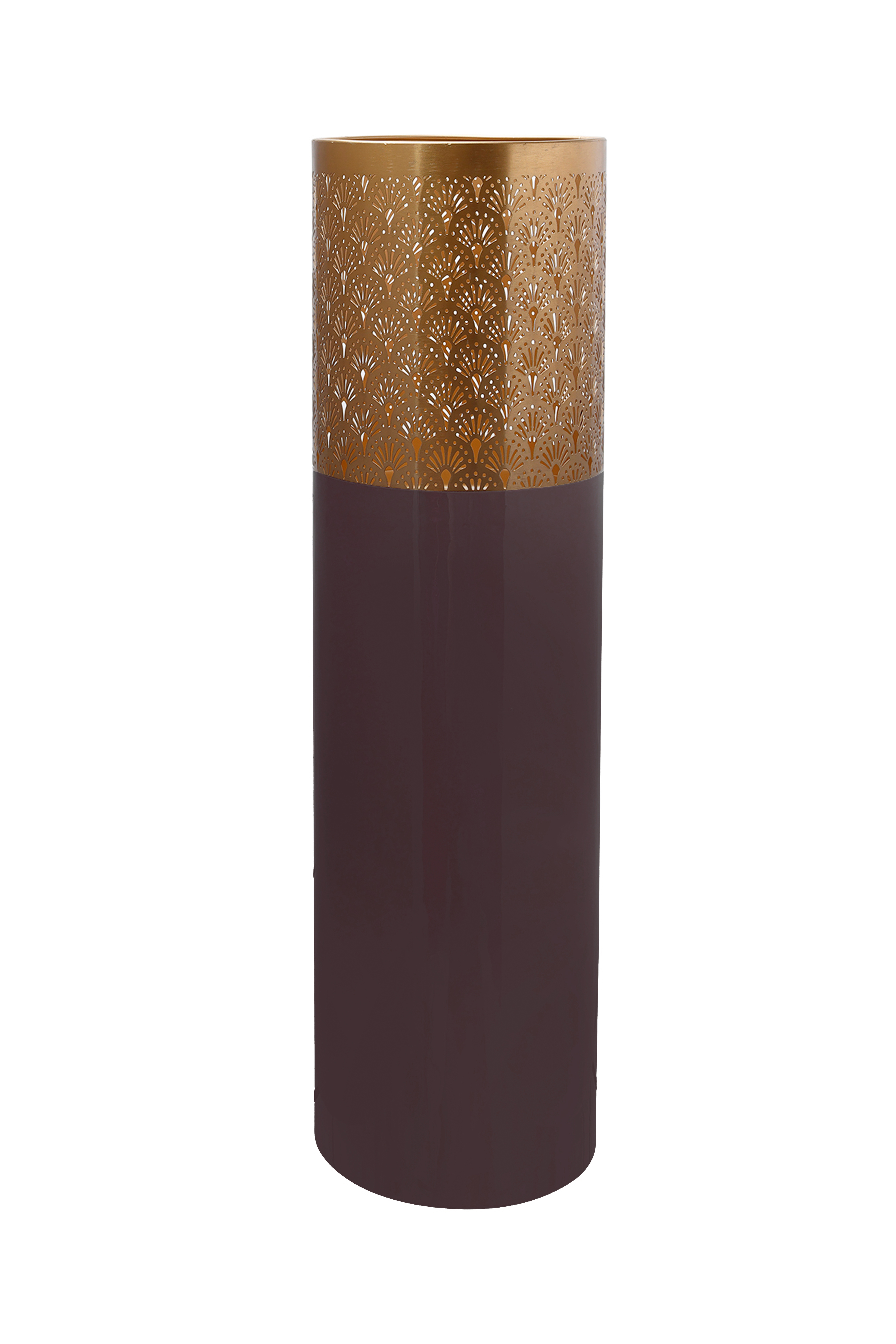Art-Deco-Metallvase Dunkellila / Gold