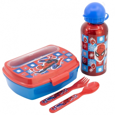 Stor Spiderman Spiderman Midnight Flyer - Gift Box (Sandwich Box, Trinkflasche, Besteck)