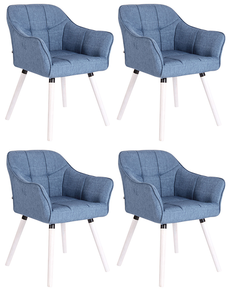4er Set Esszimmerstuhl Falun Stoff weiß