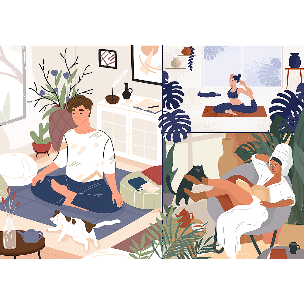 Trefl Puzzles Yoga, Cats & Coffee: Peace of Mind / ADOBE STOCK_L - UFT Puzzle 1000 Teile