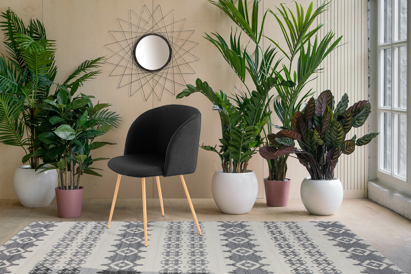 Designstuhl-Set Schwarz