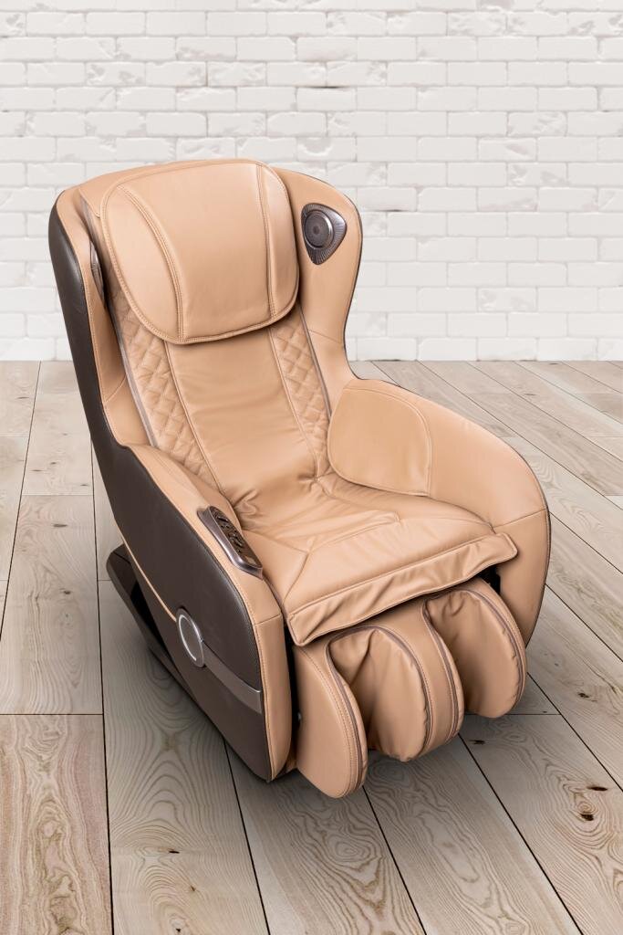 PureHaven Massage-Sessel 118x76x76 cm 6 Massagearten Rücken- Fuß- und Gesäßmassage einfache Bedienung Bluetooth-Funktion PU Leder in beige