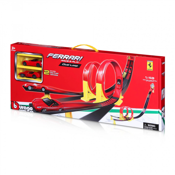 Bburago Modelle & Fahrzeuge Bburago 18-31216 - Ferrari Race & Play: Dual Loop inkl. 2 Fahrzeugen und Tragebox, 1:43 - Modellauto