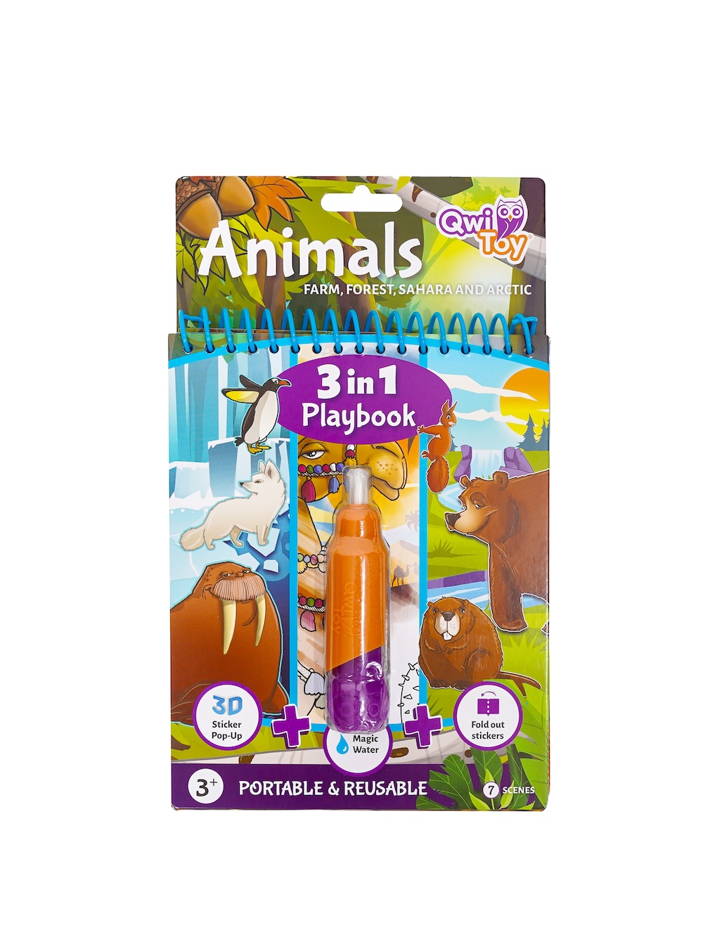QwiToy Malen & Basteln Qwi Toy 3 in 1 Spielbuch - Tiere