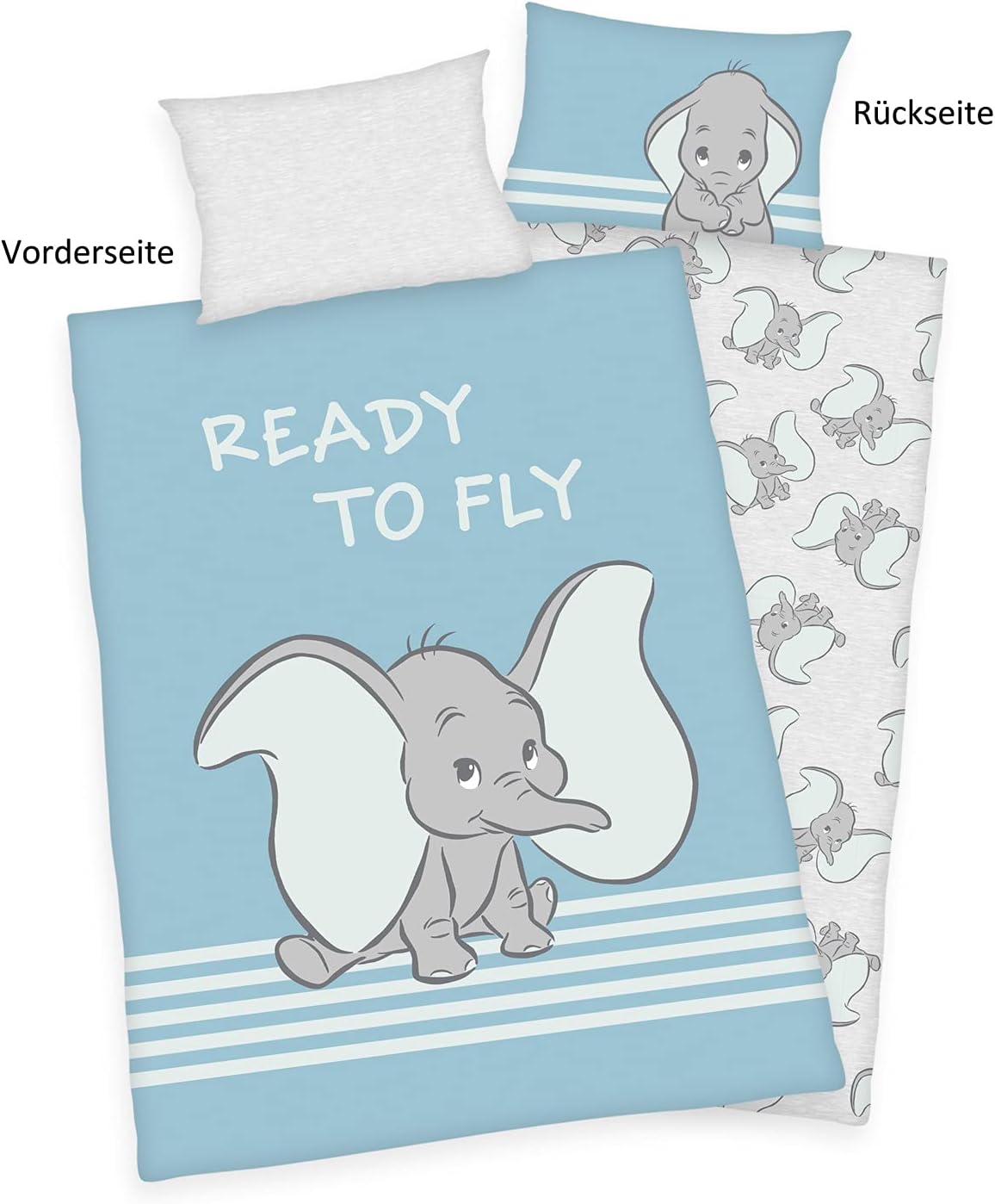 Herding Textilien Disney Dumbo - Wendebettwäsche - 40 x 60 + 100 x 135 cm